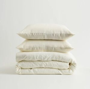 Quince European Linen Ivory Duvet Cover & 2 Sham! Full/ Queen ! (183)